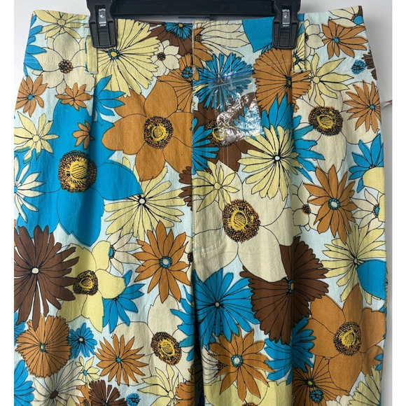 NEW Free People Pants Tessa Tapered Retro 10 High Waist Floral 70s Boho Cttn C10 - Picture 3 of 8